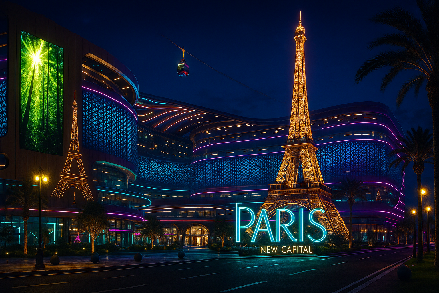مشهد ليلي لباريس مول – إضاءة بانورامية