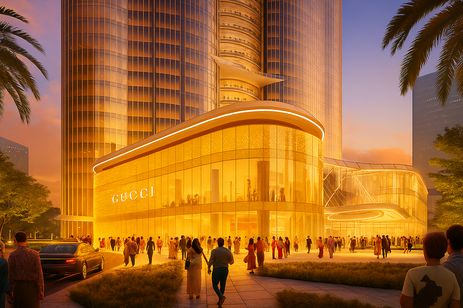 واجهة ومدخل تجزئة فاخر في برج فوربس العاصمة الإدارية