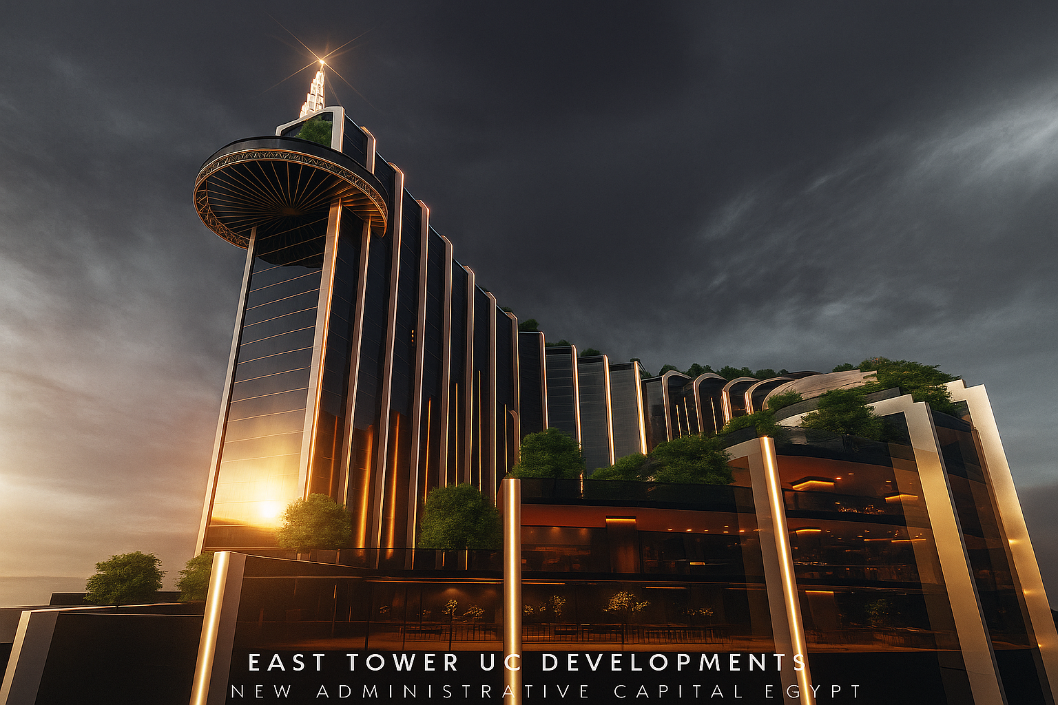 تصميم واجهات إيست تاور العاصمة الجديدة – زجاج بانورامي 16:9