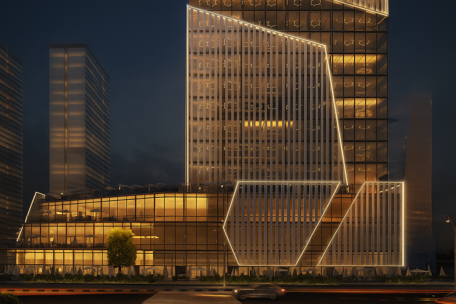 مشهد ليلي يبرز هوية تاج تاور العاصمة