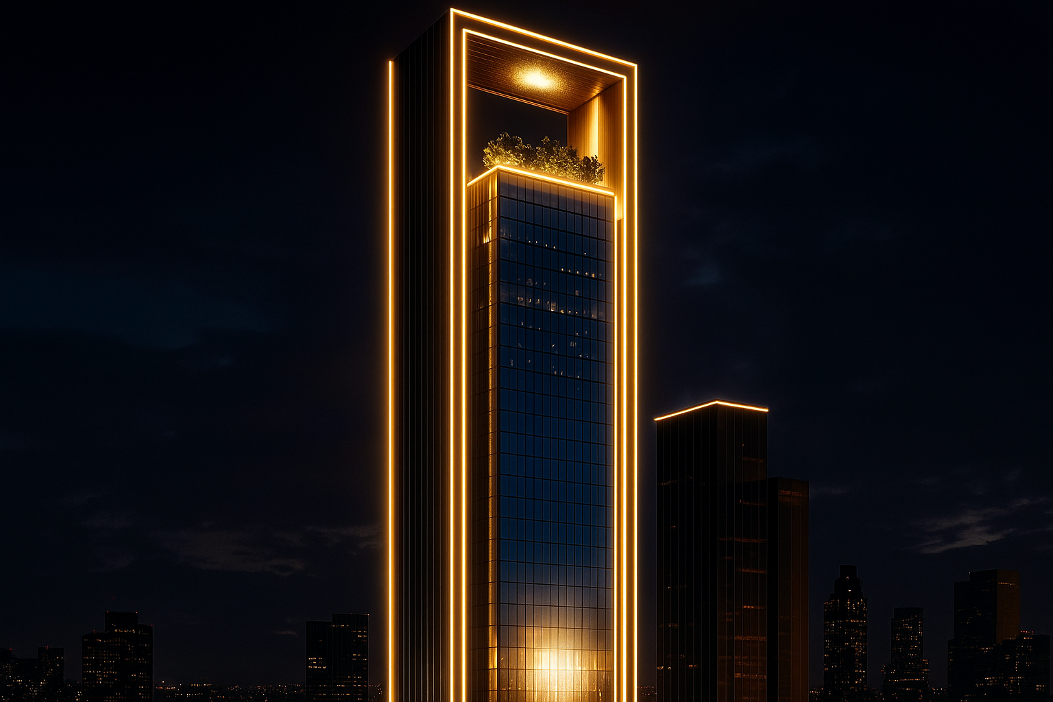 إطلالة ليلية حديثة للبرج