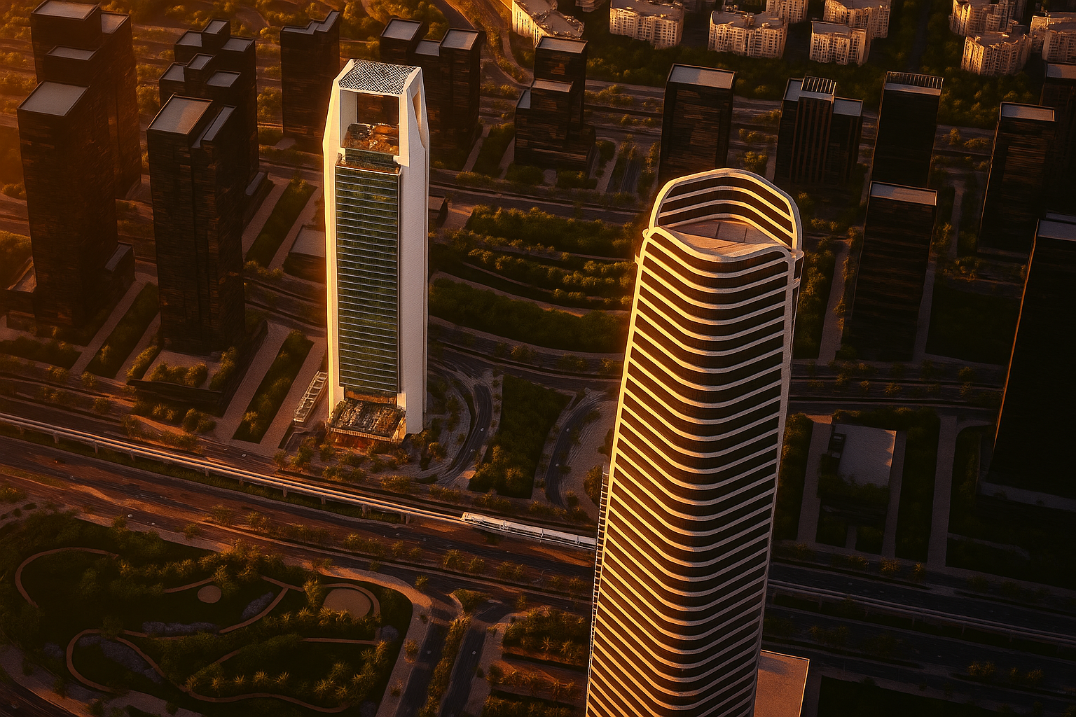 أفق العاصمة الإدارية مع برج إنفينيتي