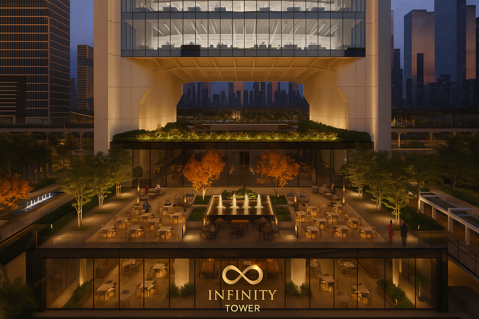 منطقة مطاعم داخلية في برج إنفينيتي