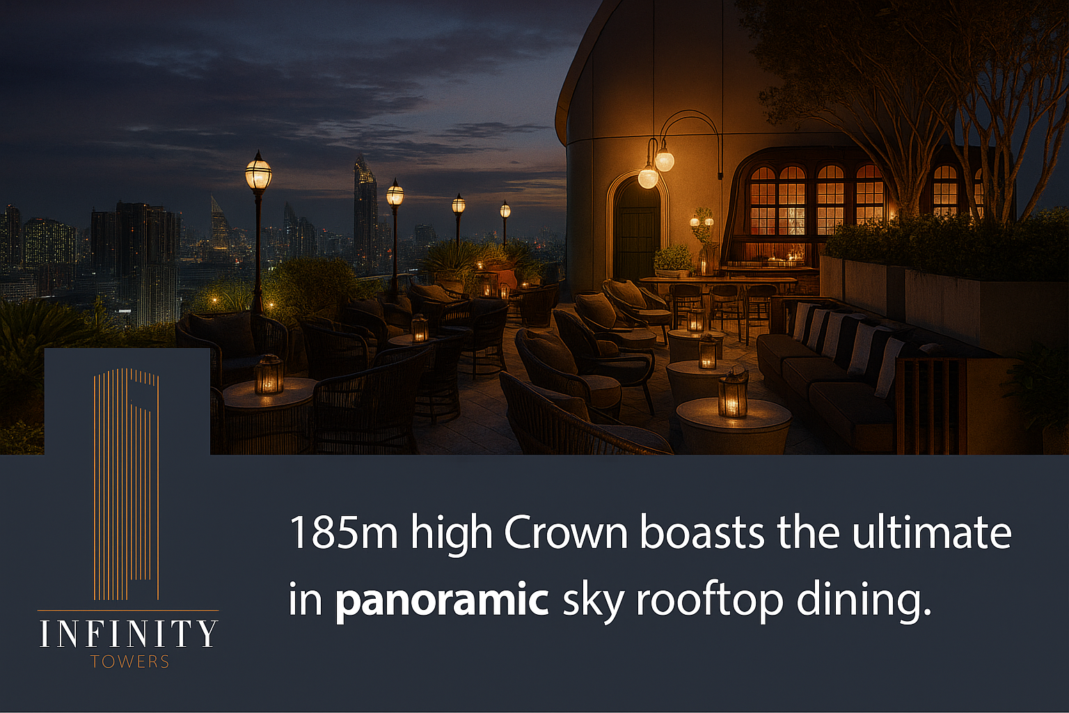 مطعم فاخر على السطح في برج إنفينيتي