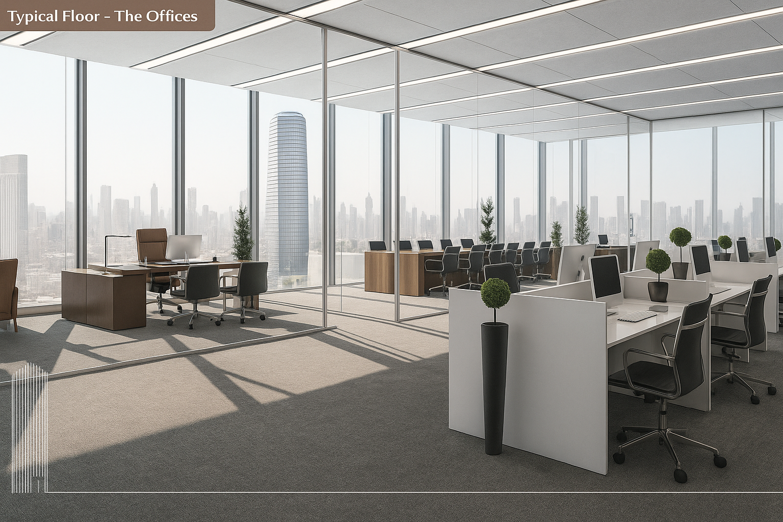 تصميم داخلي حديث لمكاتب برج إنفينيتي