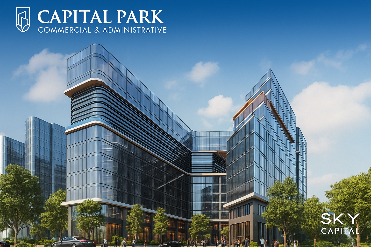 تصميم ثلاثي الأبعاد يوضح تفاصيل الواجهة في Park Tower