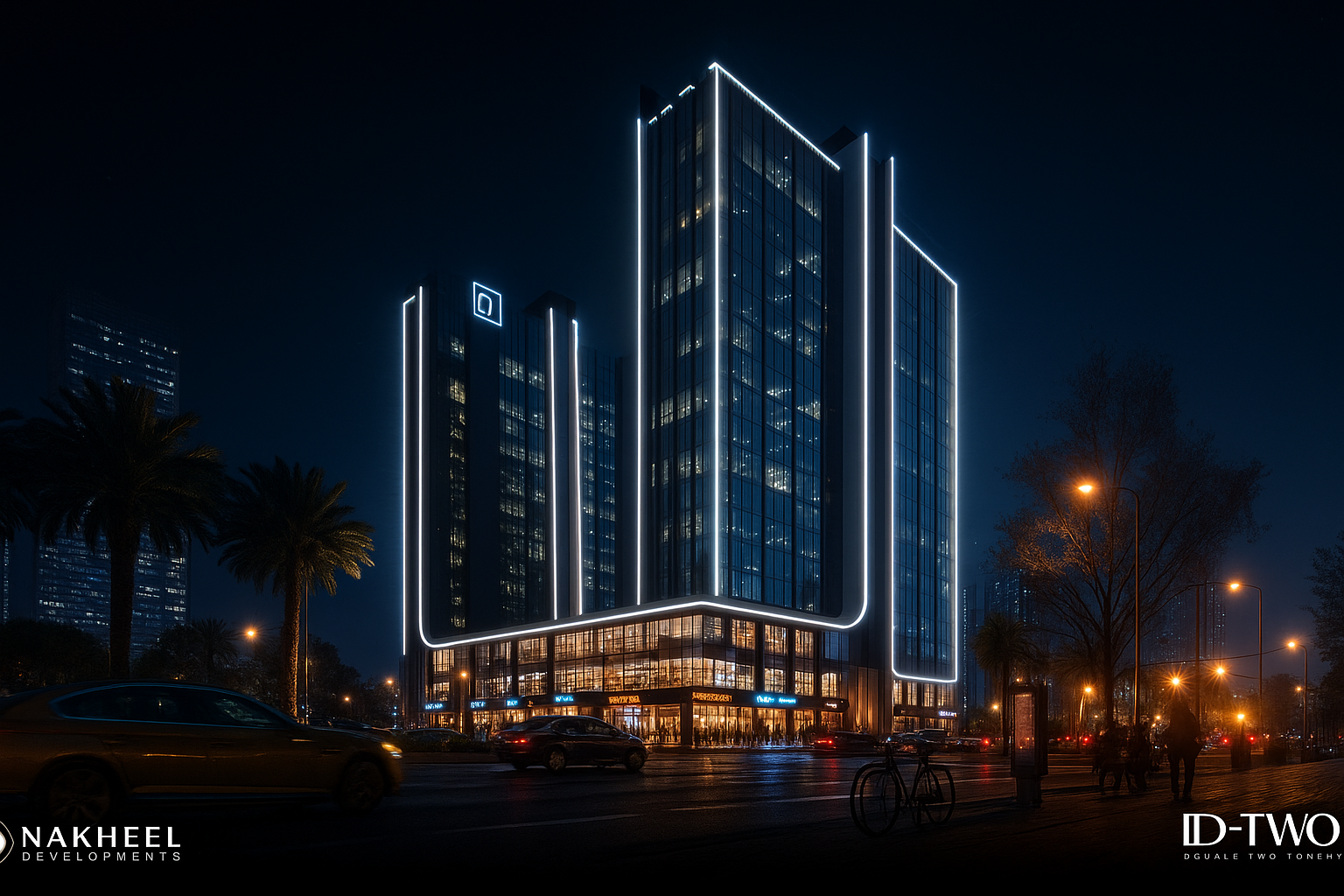 Double Two Tower العاصمة الإدارية ليلاً - Sky Capital Egypt