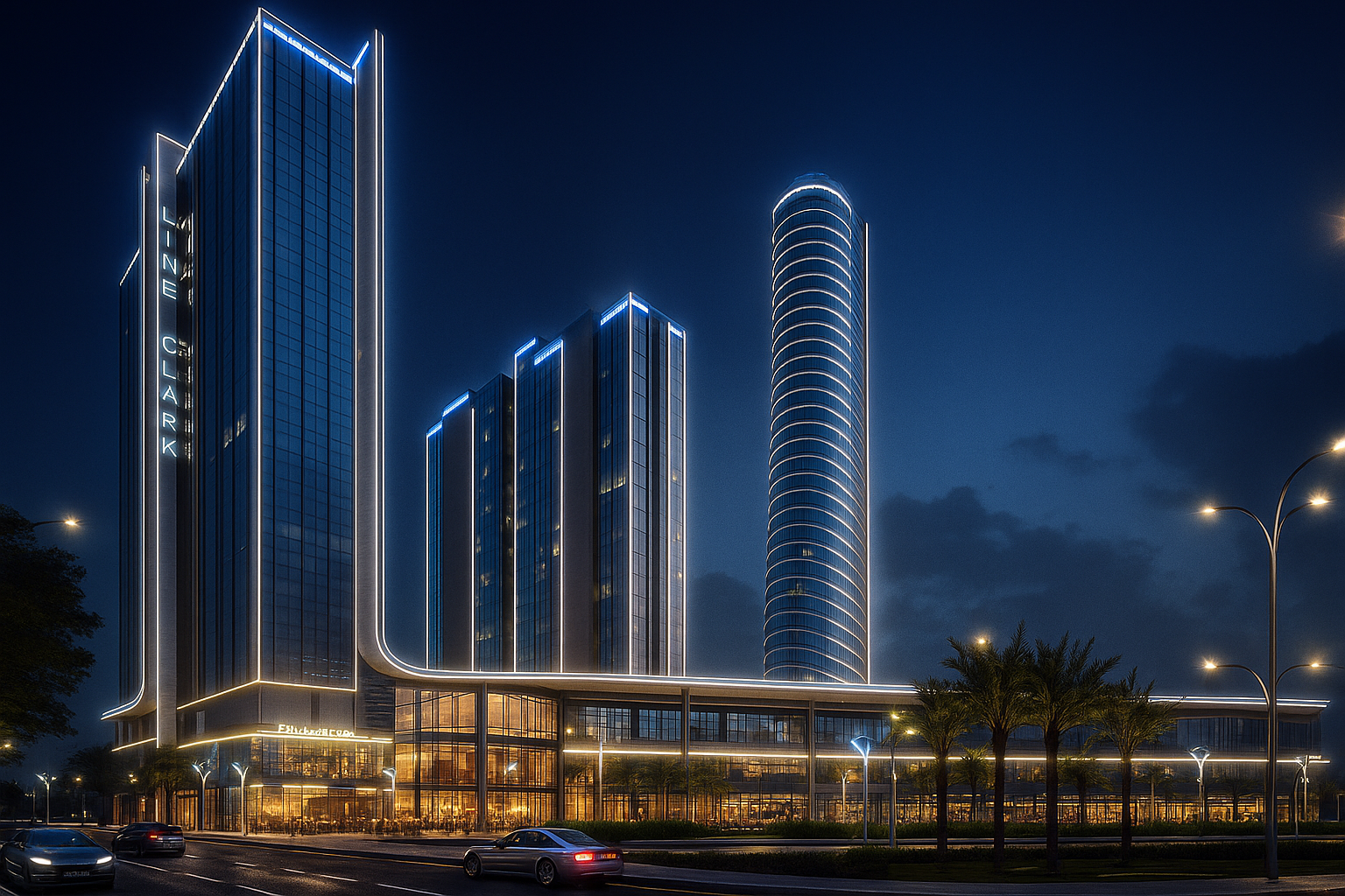 منطقة الأبراج في CBD ليلاً - العاصمة الإدارية