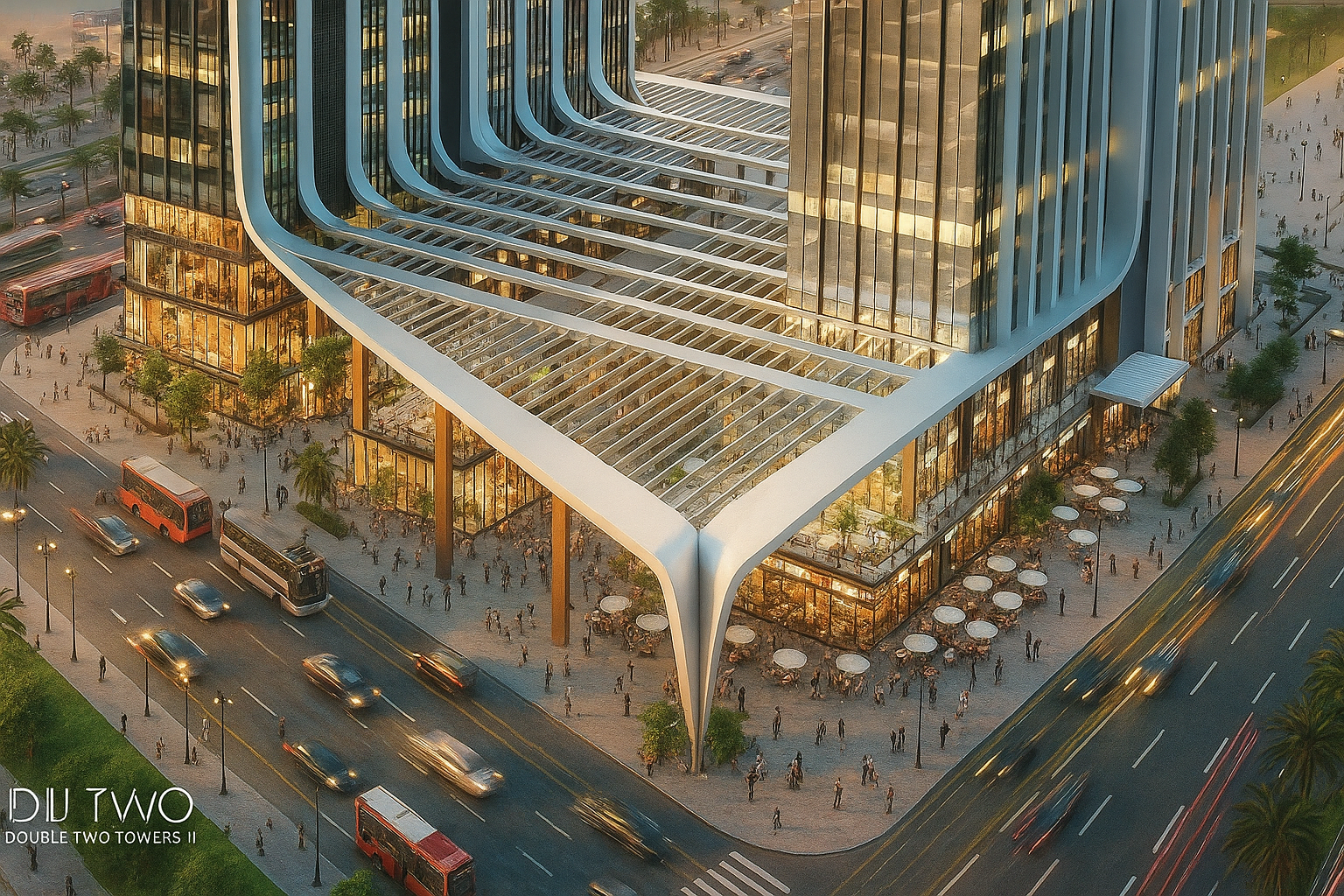 تصميم Double Two Tower ثلاثي الأبعاد - Sky Capital Egypt