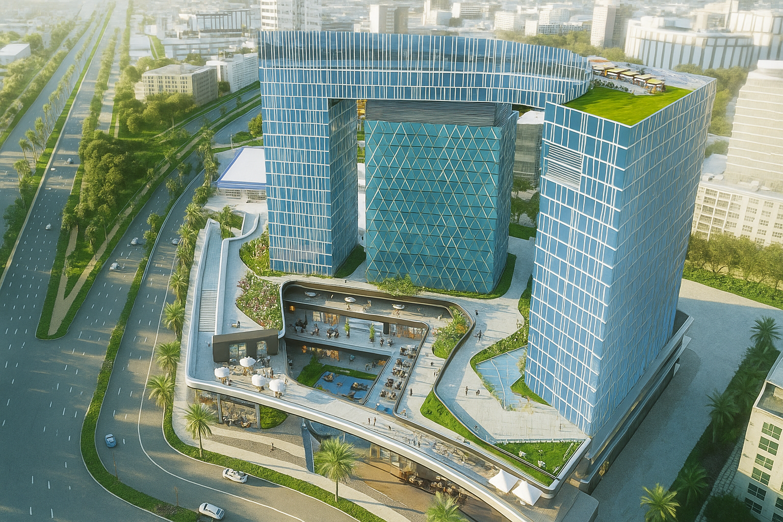 تفاصيل تصميمية حديثة ضمن كتلة iBusiness Park