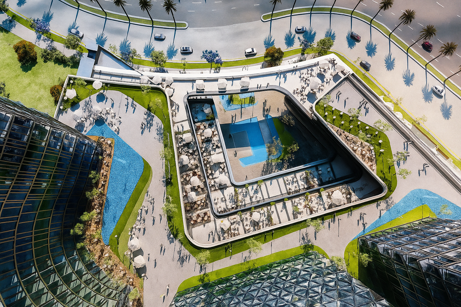 تصميم ساحة مستقبلية تُثري المشهد الحضري حول البرج