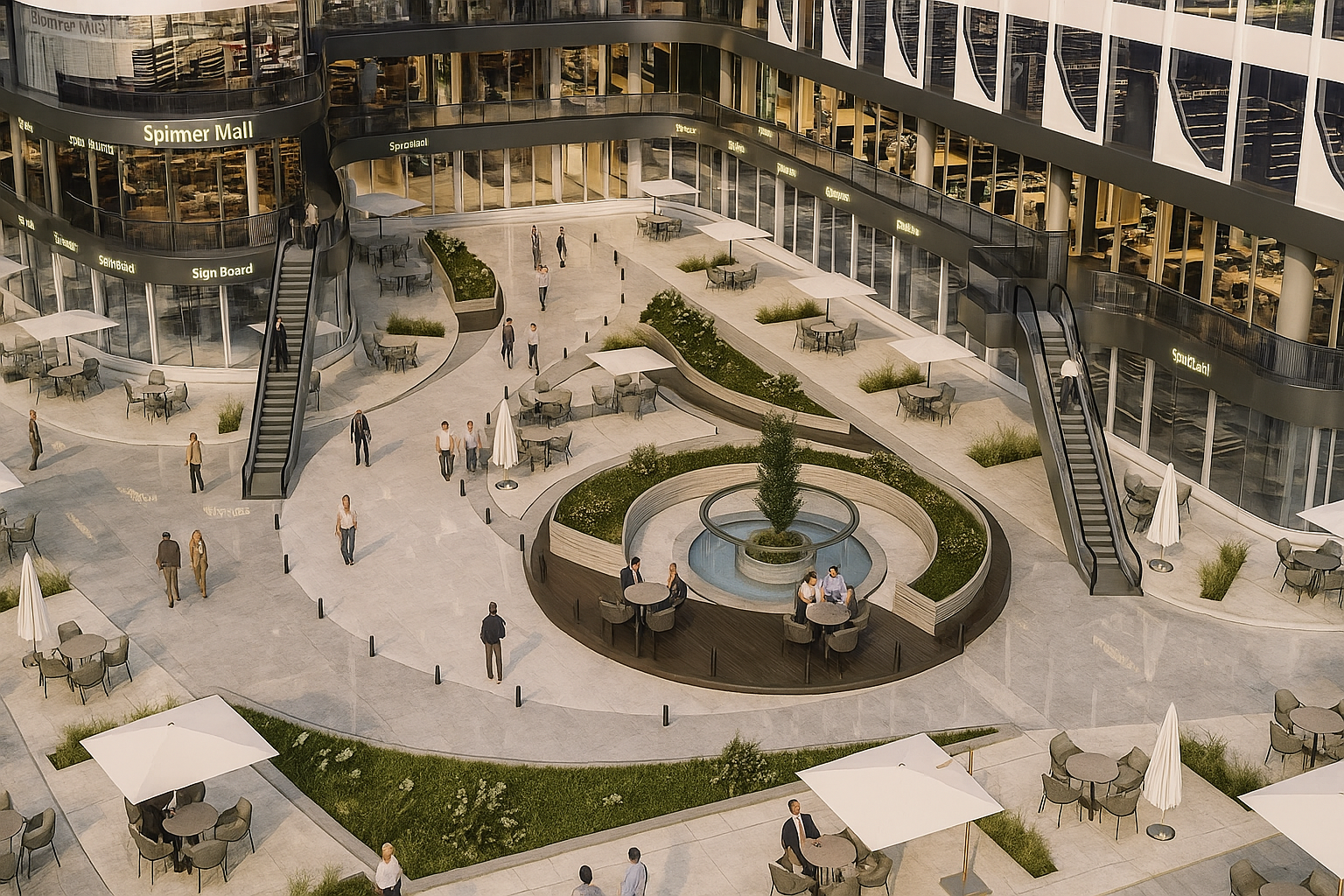 فناء تجاري خارجي حديث في مول سبينر